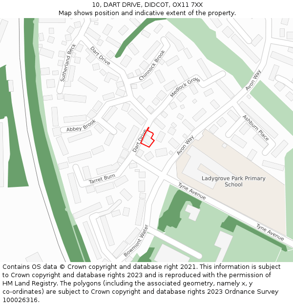 10, DART DRIVE, DIDCOT, OX11 7XX: Location map and indicative extent of plot