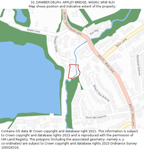 10, DAWBER DELPH, APPLEY BRIDGE, WIGAN, WN6 9LN: Location map and indicative extent of plot