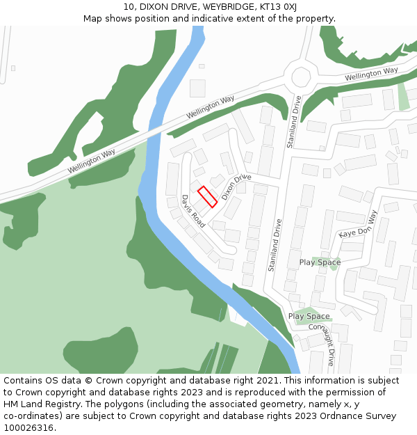 10, DIXON DRIVE, WEYBRIDGE, KT13 0XJ: Location map and indicative extent of plot