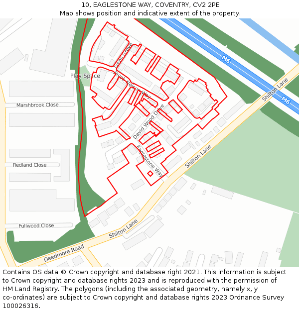 10, EAGLESTONE WAY, COVENTRY, CV2 2PE: Location map and indicative extent of plot