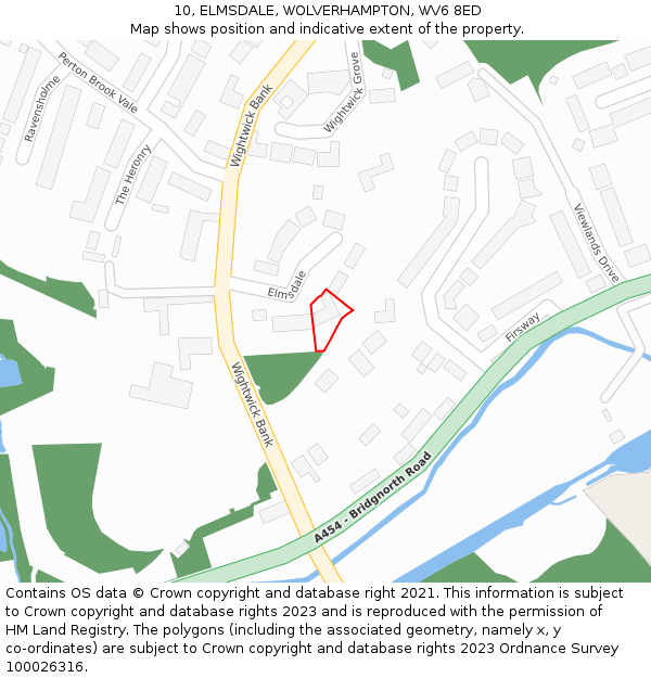 10, ELMSDALE, WOLVERHAMPTON, WV6 8ED: Location map and indicative extent of plot