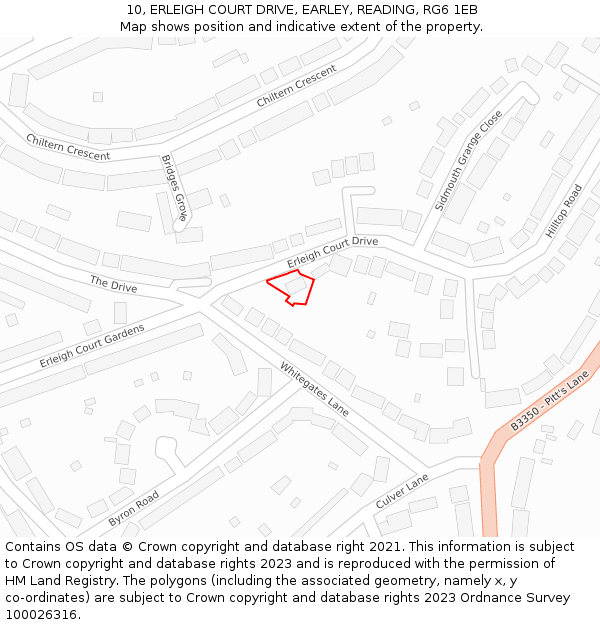 10, ERLEIGH COURT DRIVE, EARLEY, READING, RG6 1EB: Location map and indicative extent of plot