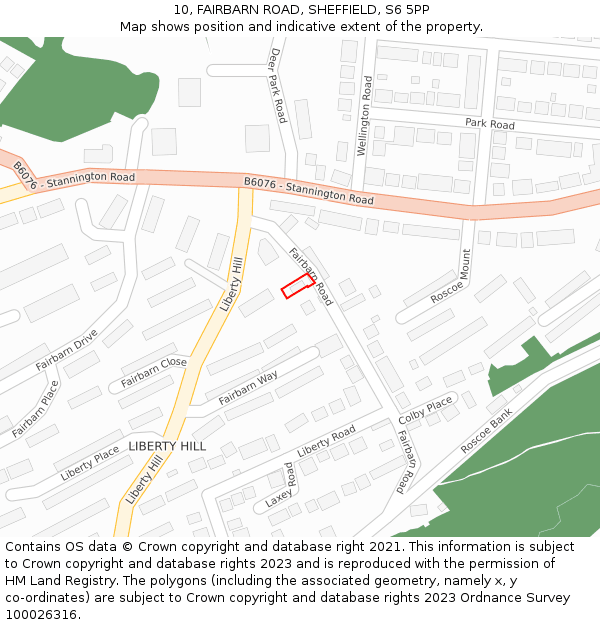 10, FAIRBARN ROAD, SHEFFIELD, S6 5PP: Location map and indicative extent of plot