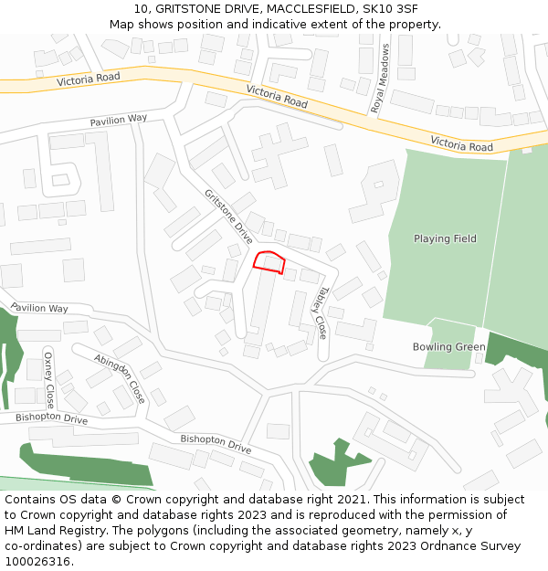 10, GRITSTONE DRIVE, MACCLESFIELD, SK10 3SF: Location map and indicative extent of plot