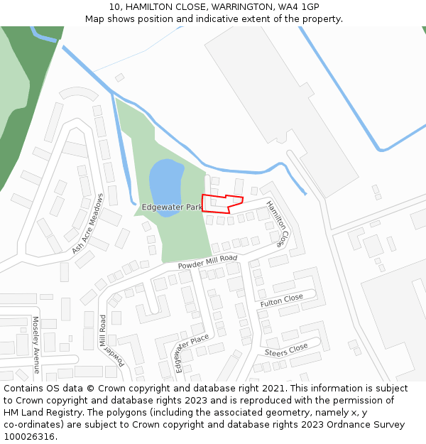 10, HAMILTON CLOSE, WARRINGTON, WA4 1GP: Location map and indicative extent of plot