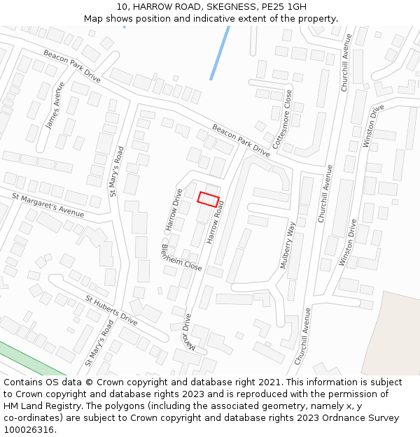 10, HARROW ROAD, SKEGNESS, PE25 1GH: Location map and indicative extent of plot