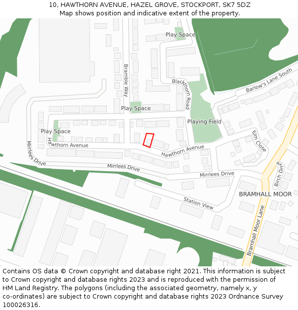 10, HAWTHORN AVENUE, HAZEL GROVE, STOCKPORT, SK7 5DZ: Location map and indicative extent of plot