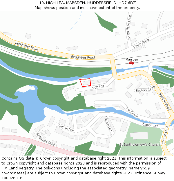 10, HIGH LEA, MARSDEN, HUDDERSFIELD, HD7 6DZ: Location map and indicative extent of plot