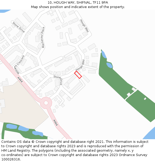 10, HOUGH WAY, SHIFNAL, TF11 9PA: Location map and indicative extent of plot