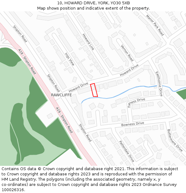 10, HOWARD DRIVE, YORK, YO30 5XB: Location map and indicative extent of plot