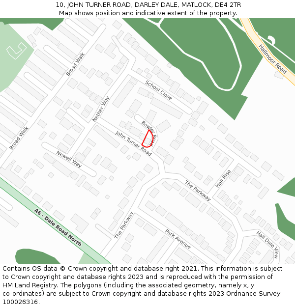 10, JOHN TURNER ROAD, DARLEY DALE, MATLOCK, DE4 2TR: Location map and indicative extent of plot