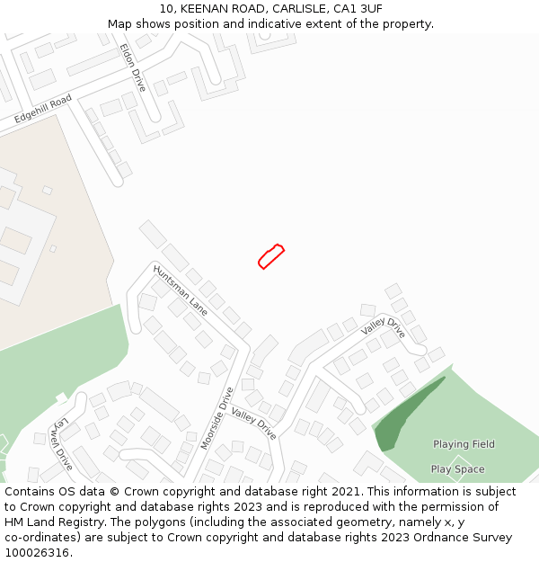 10, KEENAN ROAD, CARLISLE, CA1 3UF: Location map and indicative extent of plot