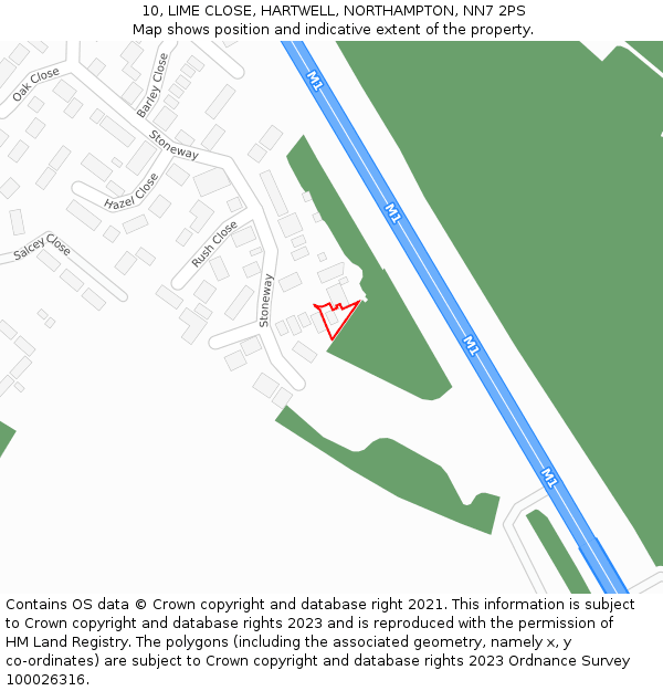 10, LIME CLOSE, HARTWELL, NORTHAMPTON, NN7 2PS: Location map and indicative extent of plot