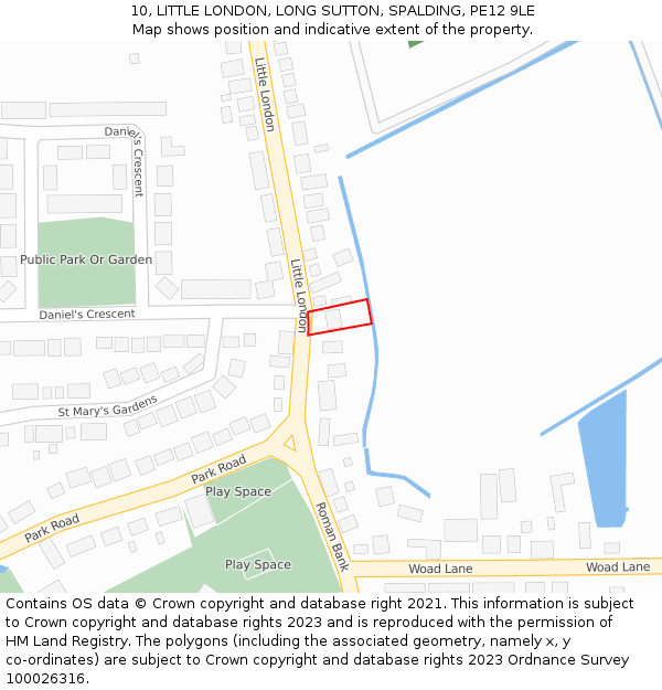 10, LITTLE LONDON, LONG SUTTON, SPALDING, PE12 9LE: Location map and indicative extent of plot