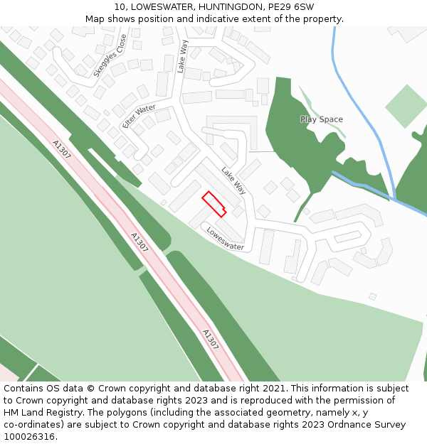 10, LOWESWATER, HUNTINGDON, PE29 6SW: Location map and indicative extent of plot