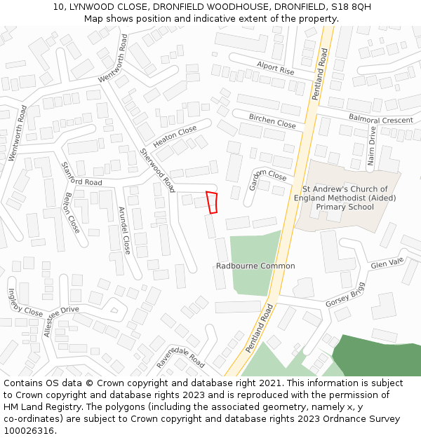 10, LYNWOOD CLOSE, DRONFIELD WOODHOUSE, DRONFIELD, S18 8QH: Location map and indicative extent of plot