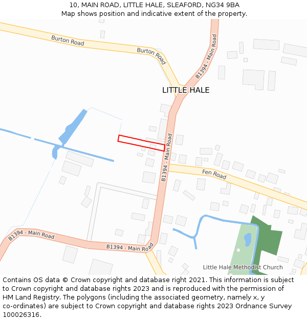 10, MAIN ROAD, LITTLE HALE, SLEAFORD, NG34 9BA: Location map and indicative extent of plot