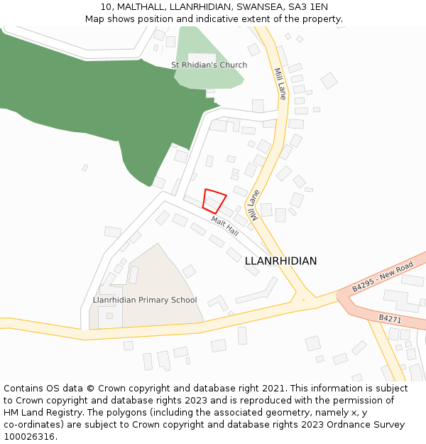 10, MALTHALL, LLANRHIDIAN, SWANSEA, SA3 1EN: Location map and indicative extent of plot