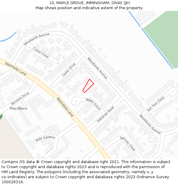 10, MAPLE GROVE, IMMINGHAM, DN40 2JH: Location map and indicative extent of plot