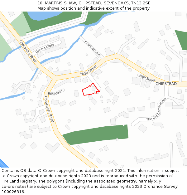 10, MARTINS SHAW, CHIPSTEAD, SEVENOAKS, TN13 2SE: Location map and indicative extent of plot