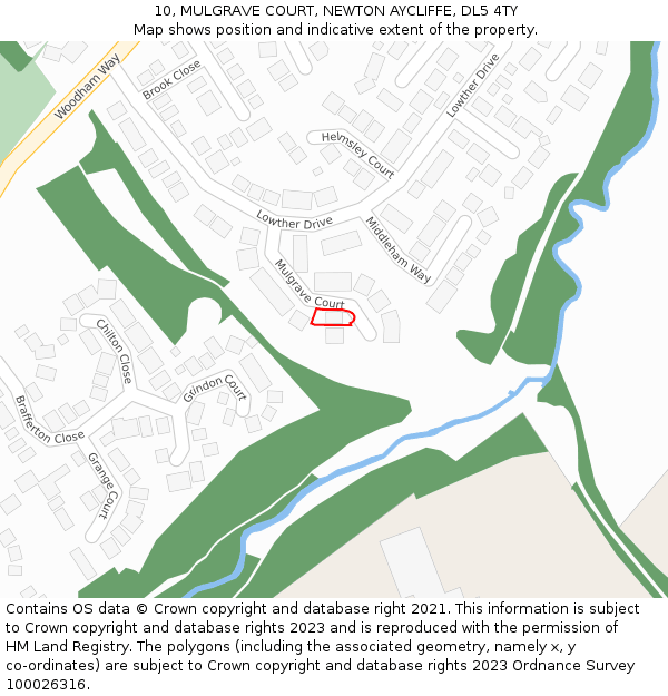 10, MULGRAVE COURT, NEWTON AYCLIFFE, DL5 4TY: Location map and indicative extent of plot