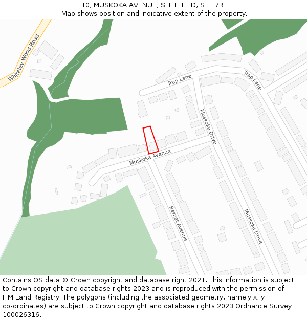 10, MUSKOKA AVENUE, SHEFFIELD, S11 7RL: Location map and indicative extent of plot