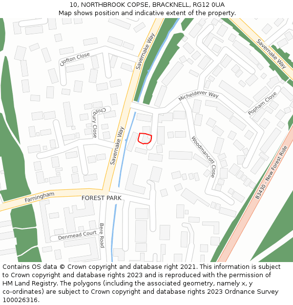 10, NORTHBROOK COPSE, BRACKNELL, RG12 0UA: Location map and indicative extent of plot