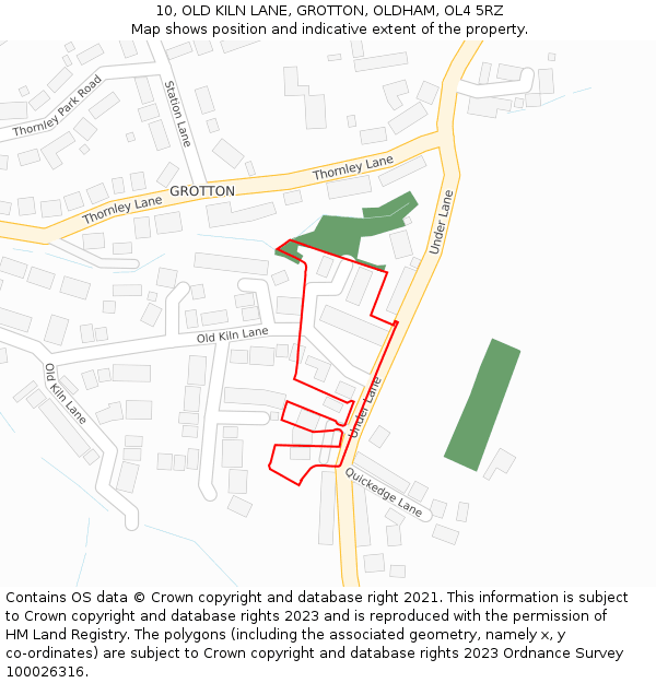 10, OLD KILN LANE, GROTTON, OLDHAM, OL4 5RZ: Location map and indicative extent of plot