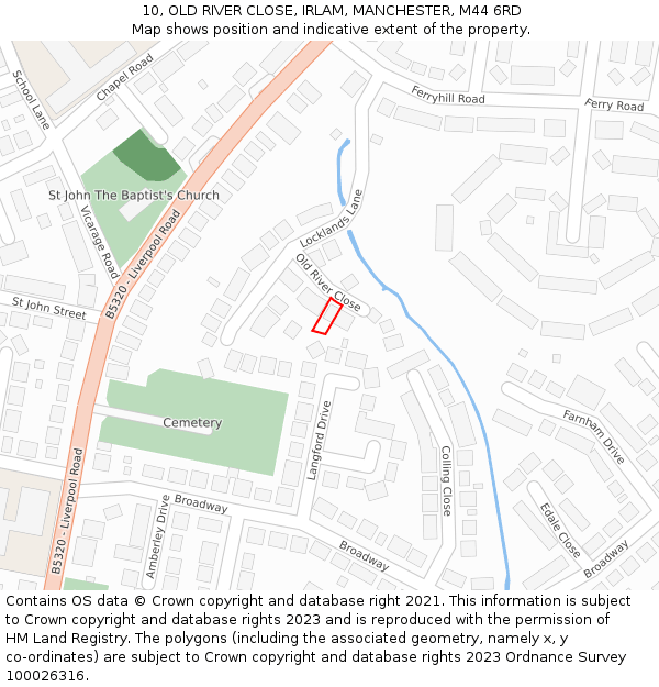 10, OLD RIVER CLOSE, IRLAM, MANCHESTER, M44 6RD: Location map and indicative extent of plot