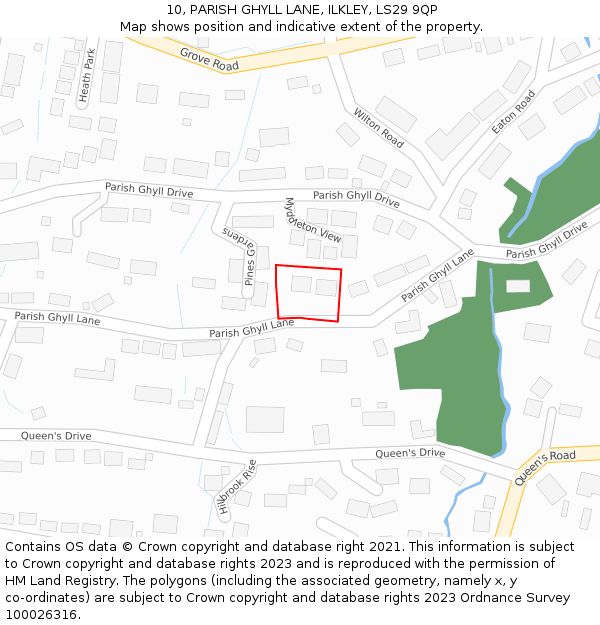 10, PARISH GHYLL LANE, ILKLEY, LS29 9QP: Location map and indicative extent of plot