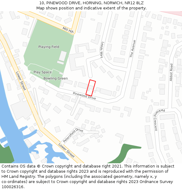 10, PINEWOOD DRIVE, HORNING, NORWICH, NR12 8LZ: Location map and indicative extent of plot