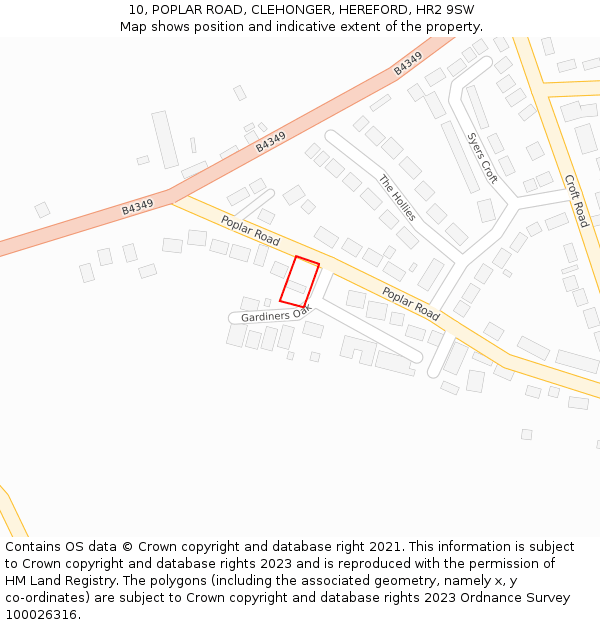 10, POPLAR ROAD, CLEHONGER, HEREFORD, HR2 9SW: Location map and indicative extent of plot