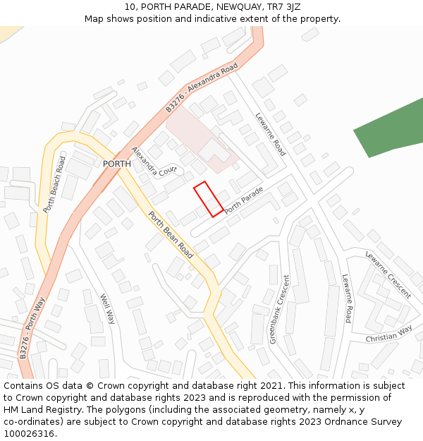 10, PORTH PARADE, NEWQUAY, TR7 3JZ: Location map and indicative extent of plot