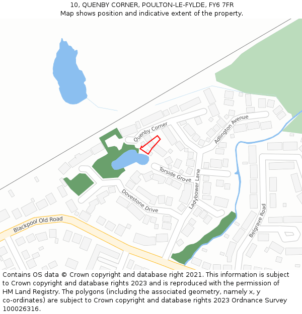 10, QUENBY CORNER, POULTON-LE-FYLDE, FY6 7FR: Location map and indicative extent of plot