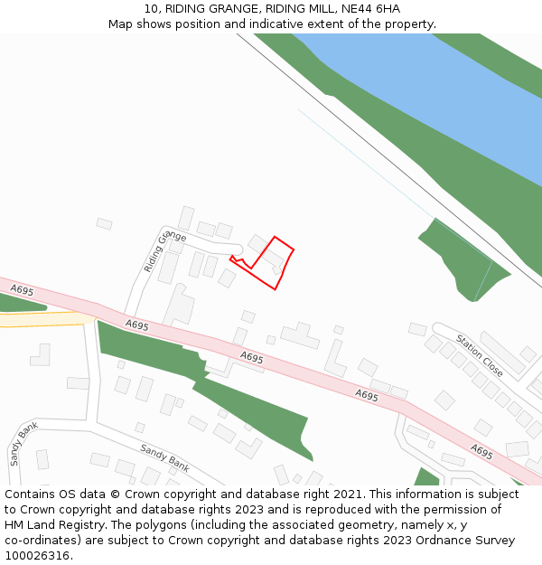 10, RIDING GRANGE, RIDING MILL, NE44 6HA: Location map and indicative extent of plot