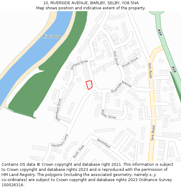 10, RIVERSIDE AVENUE, BARLBY, SELBY, YO8 5NA: Location map and indicative extent of plot