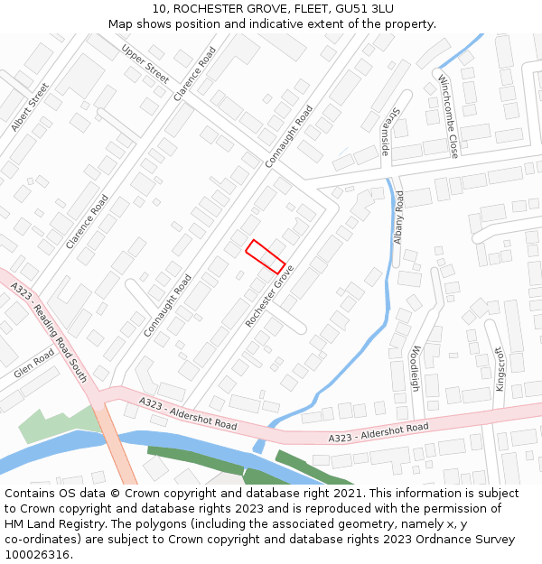 10, ROCHESTER GROVE, FLEET, GU51 3LU: Location map and indicative extent of plot