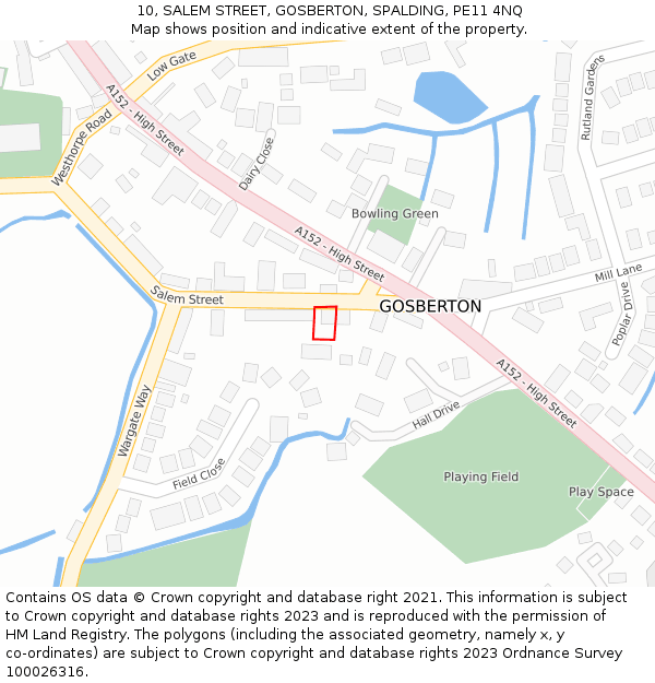 10, SALEM STREET, GOSBERTON, SPALDING, PE11 4NQ: Location map and indicative extent of plot