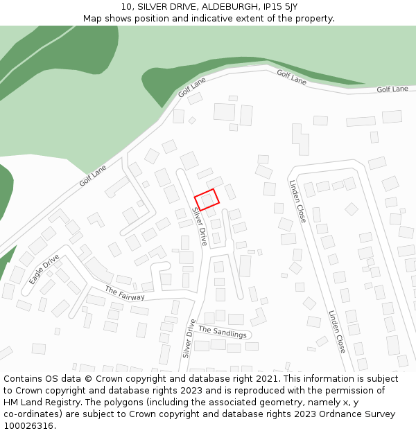 10, SILVER DRIVE, ALDEBURGH, IP15 5JY: Location map and indicative extent of plot