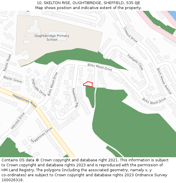 10, SKELTON RISE, OUGHTIBRIDGE, SHEFFIELD, S35 0JE: Location map and indicative extent of plot