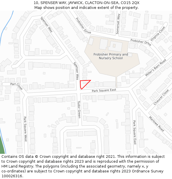 10, SPENSER WAY, JAYWICK, CLACTON-ON-SEA, CO15 2QX: Location map and indicative extent of plot