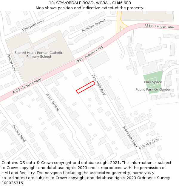 10, STAVORDALE ROAD, WIRRAL, CH46 9PR: Location map and indicative extent of plot