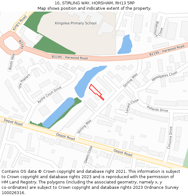 10, STIRLING WAY, HORSHAM, RH13 5RP: Location map and indicative extent of plot