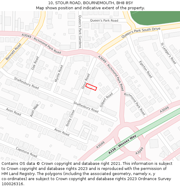 10, STOUR ROAD, BOURNEMOUTH, BH8 8SY: Location map and indicative extent of plot