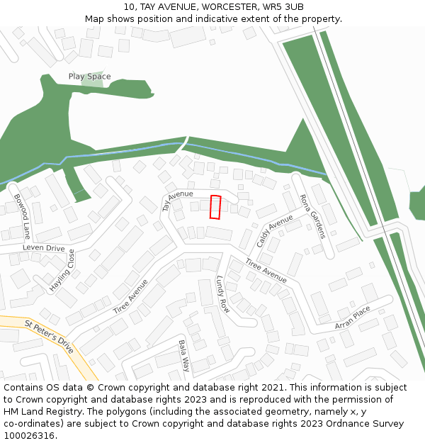 10, TAY AVENUE, WORCESTER, WR5 3UB: Location map and indicative extent of plot