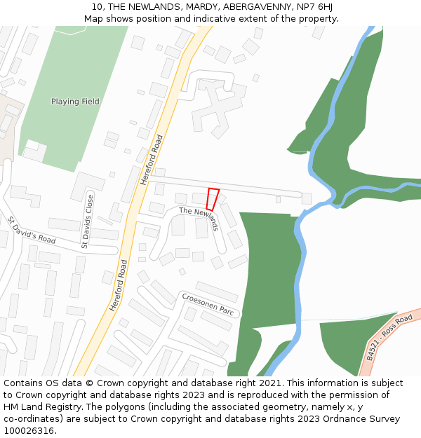 10, THE NEWLANDS, MARDY, ABERGAVENNY, NP7 6HJ: Location map and indicative extent of plot