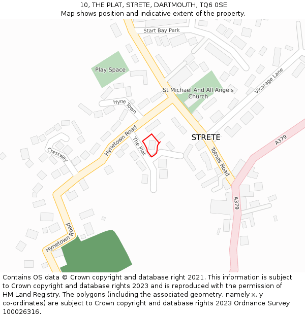 10, THE PLAT, STRETE, DARTMOUTH, TQ6 0SE: Location map and indicative extent of plot