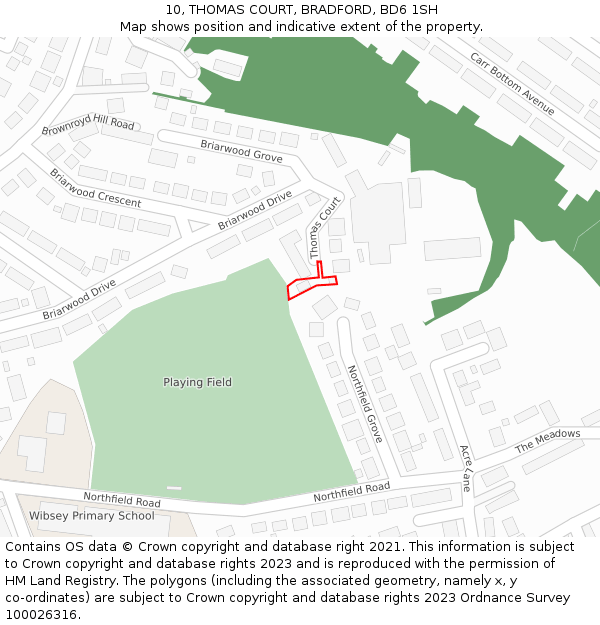 10, THOMAS COURT, BRADFORD, BD6 1SH: Location map and indicative extent of plot