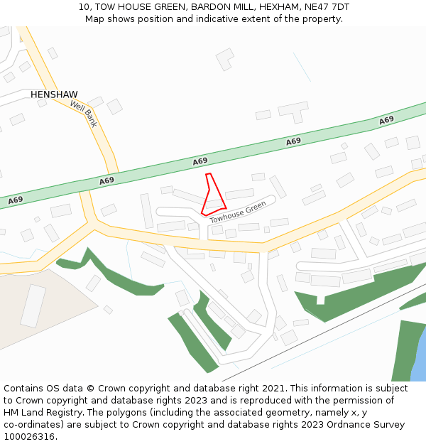 10, TOW HOUSE GREEN, BARDON MILL, HEXHAM, NE47 7DT: Location map and indicative extent of plot