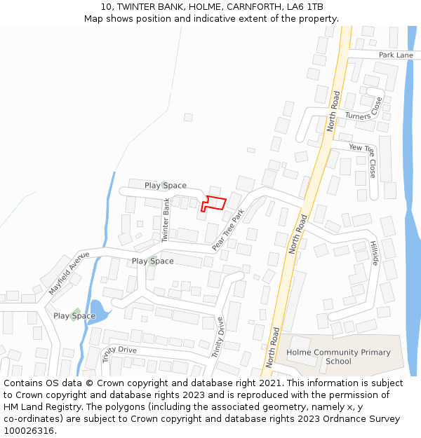 10, TWINTER BANK, HOLME, CARNFORTH, LA6 1TB: Location map and indicative extent of plot